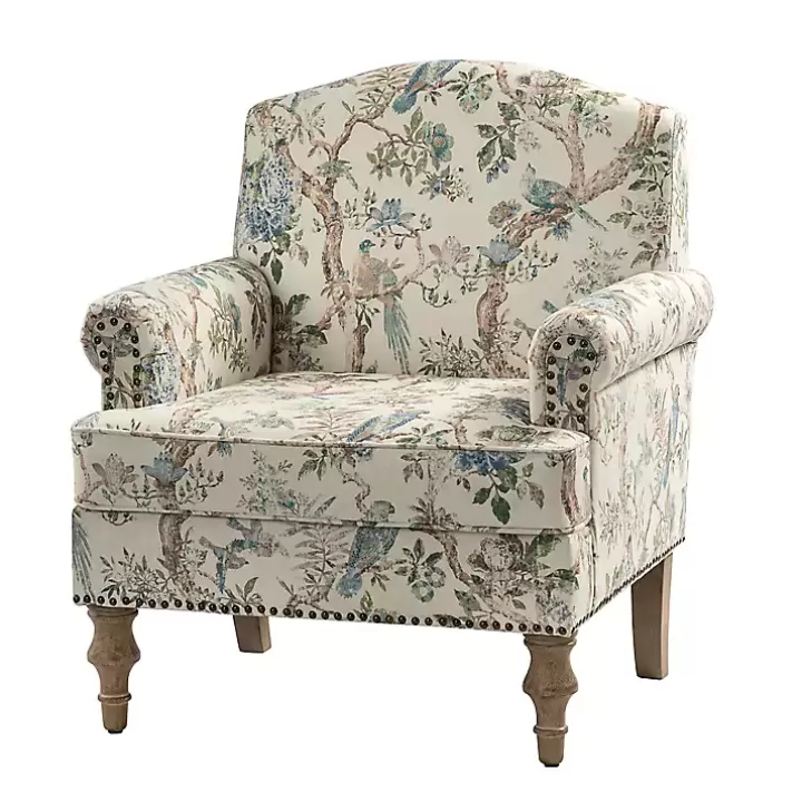 New Cream Vintage Birds Traditional Accent Chair Accent Chairs