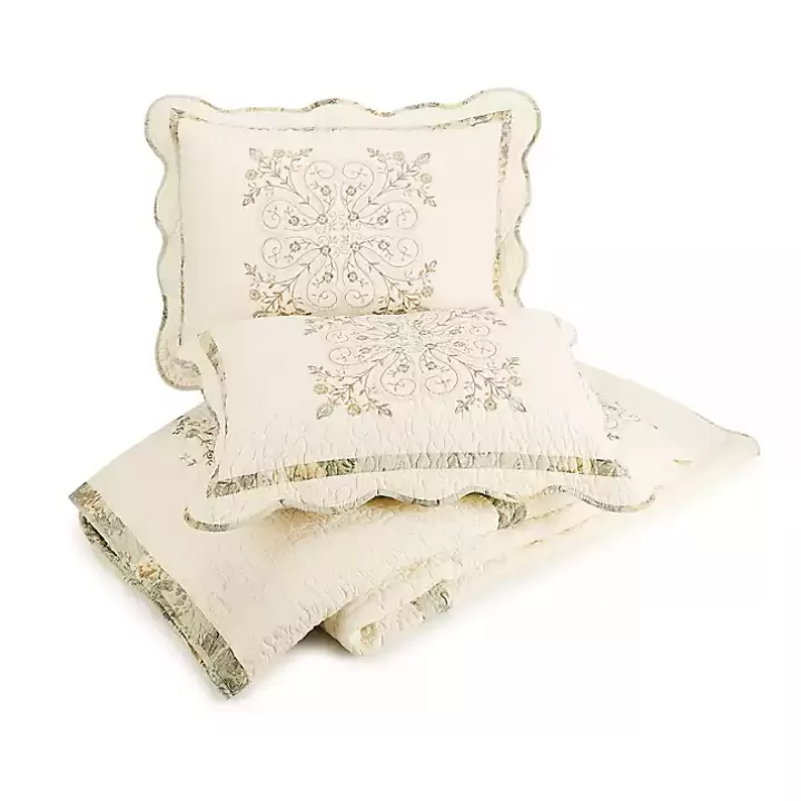 Sale Cream Vintage Treasure King Bedspread Bedspreads & Coverlets