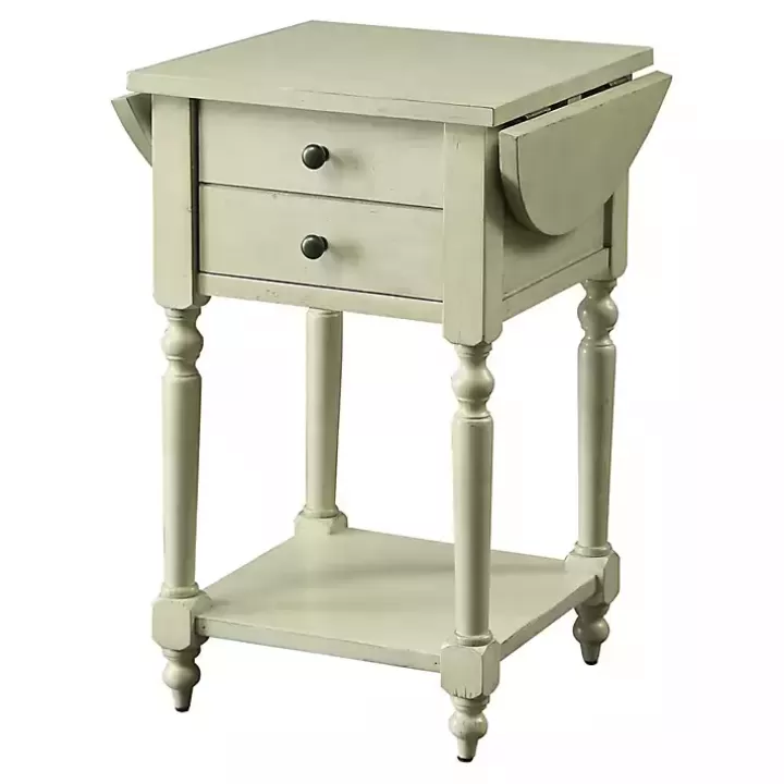 Outlet Cream Wood 2-Drawer Drop Leaf Side Table Accent & End Tables