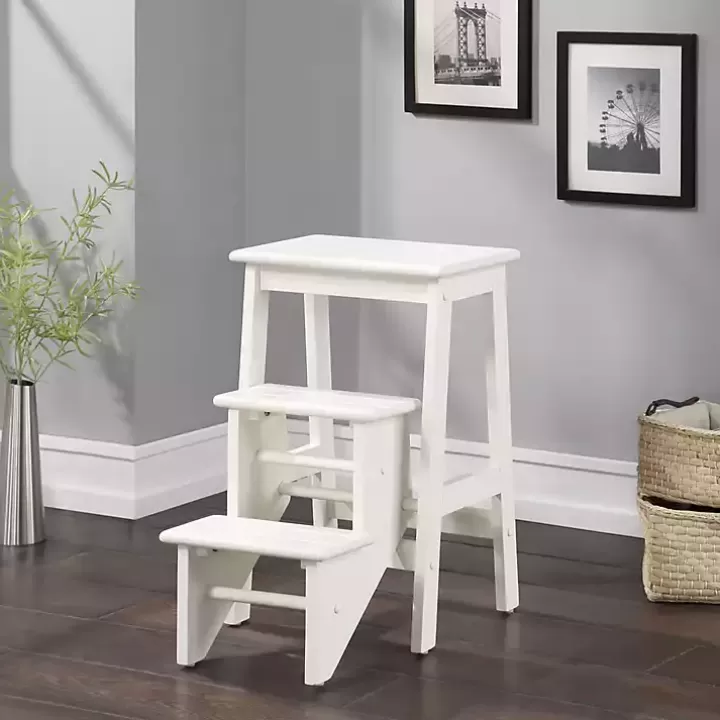 Flash Sale Cream Wooden 3-Level Step Stool Bar Stools & Counter Height Stools