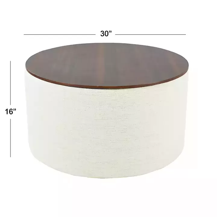 New Cream Woven Wood Top Storage Ottoman Benches & Ottomans