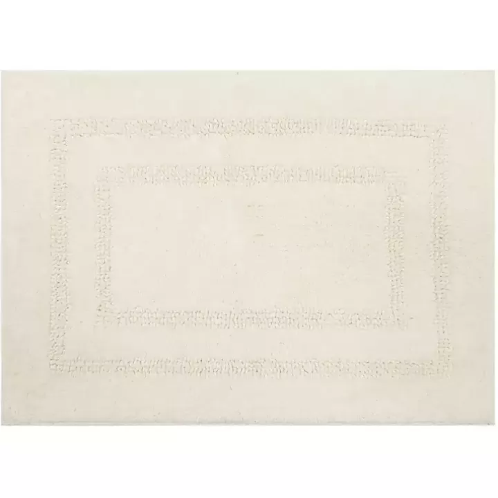 Outlet Creme Plush Reversible Cotton Bath Mat, 45 in. Bathroom Rugs