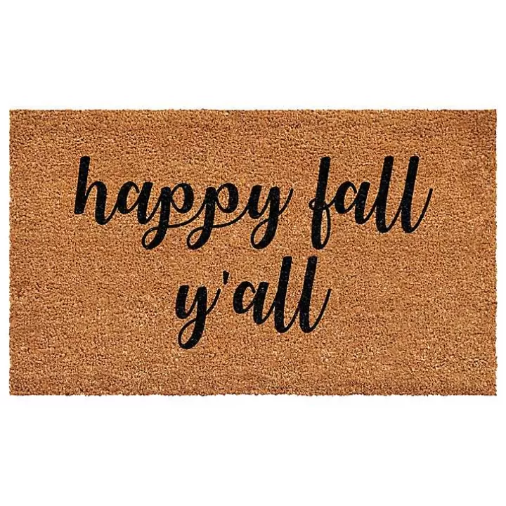 Clearance Cursive Happy Fall Y'all Coir Doormat, 24x36 Doormats