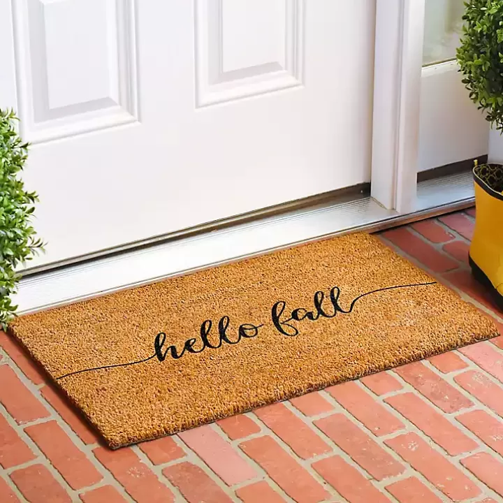 Fashion Cursive Hello Fall Coir Doormat, 24x48 Doormats