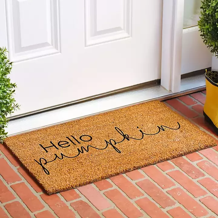 Cheap Cursive Hello Pumpkin Fall Coir Doormat Doormats