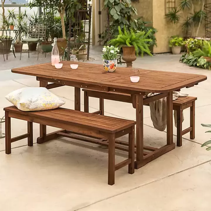 Shop Dark Acacia Wood 3-pc. Outdoor Dining Set Outdoor Dining