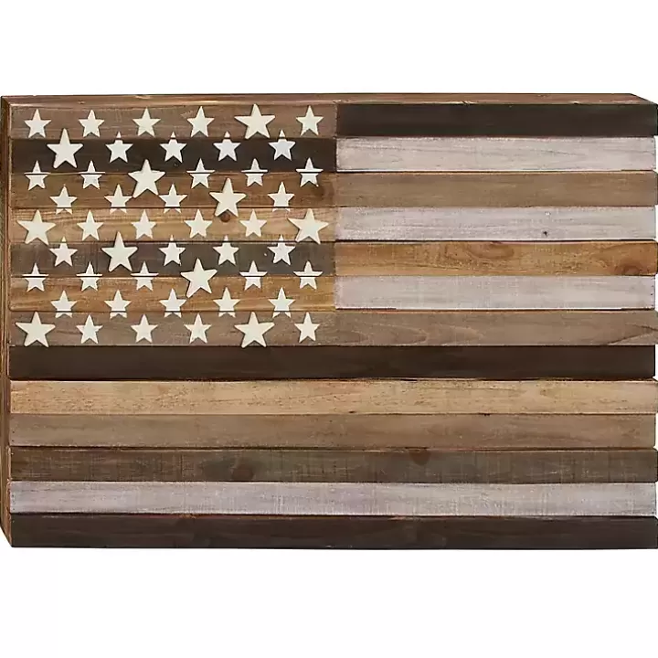 Online Dark American Flag Wooden Wall Sculpture Wall Plaques