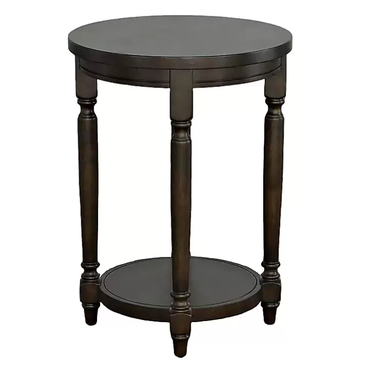 Fashion Dark Round Charging Accent Table Accent & End Tables