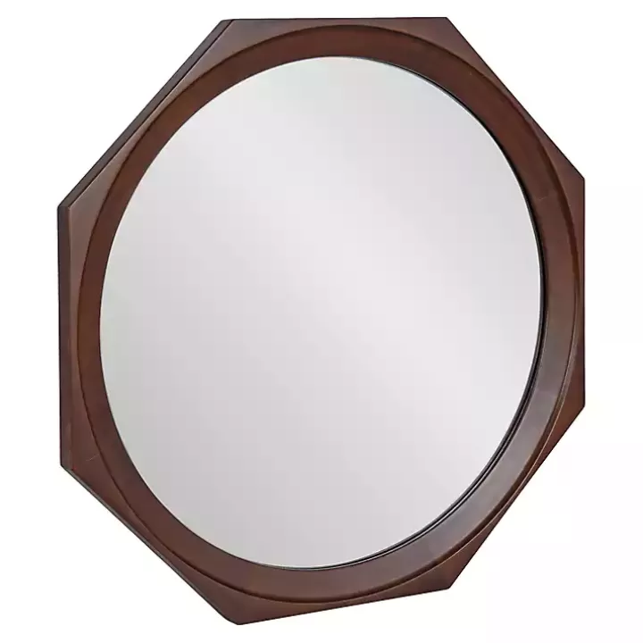 Best Dark Wood Octagon Cyrus Wall Mirror Decorative Mirrors