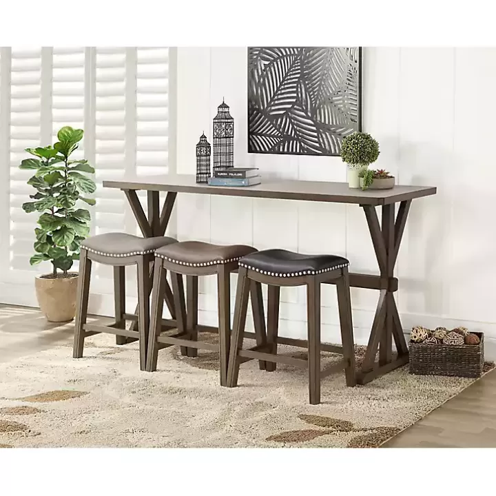 Sale Dark Wooden Trestle Counter Table, 72 in. Dining Tables