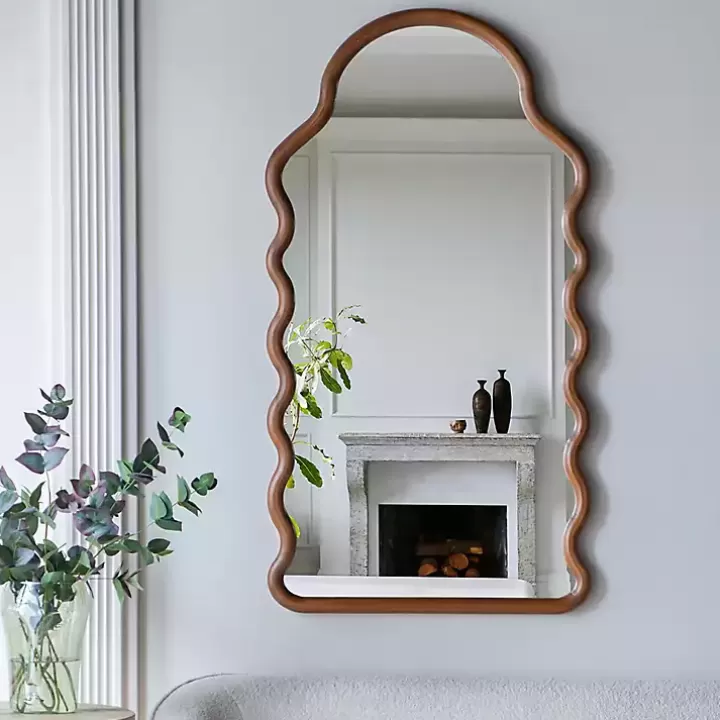 Outlet Dark Gold Arched Wavy Wall Mirror Decorative Mirrors