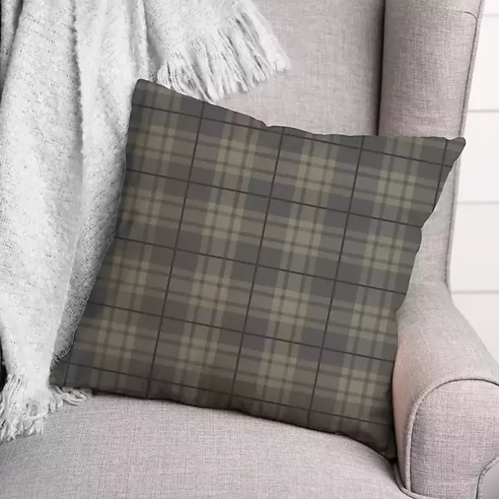 Sale Dark Plaid Indoor/Outdoor Pillow Outdoor Cushions & Pillows