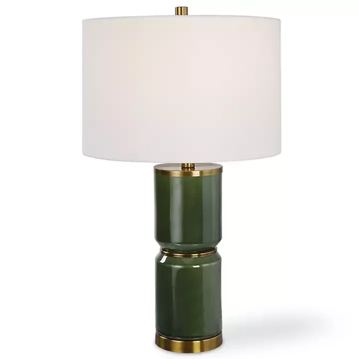 Outlet Dark Green and Gold Eva Table Lamp Table Lamps