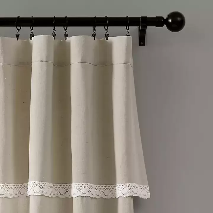 Fashion Dark Linen Lace Curtain Panel Set, 84 in. Curtains & Drapes