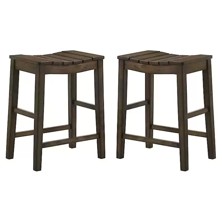 Online Dark Oak Wood Whitcombe Counter Stools, Set of 2 Bar Stools & Counter Height Stools