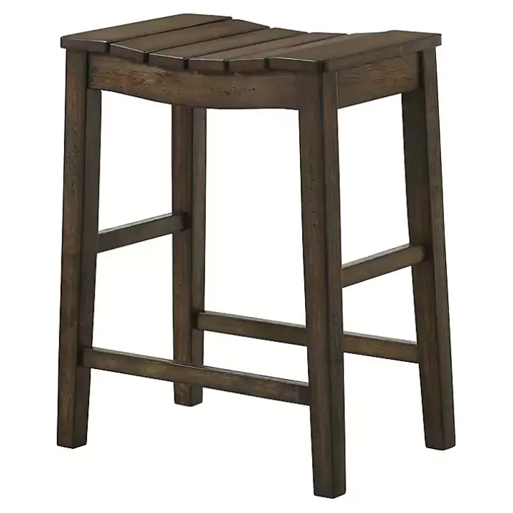 Online Dark Oak Wood Whitcombe Counter Stools, Set of 2 Bar Stools & Counter Height Stools