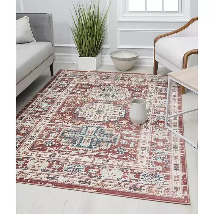 Best Dark Terra Cotta Borde Area Rug, 8x10 Area Rugs