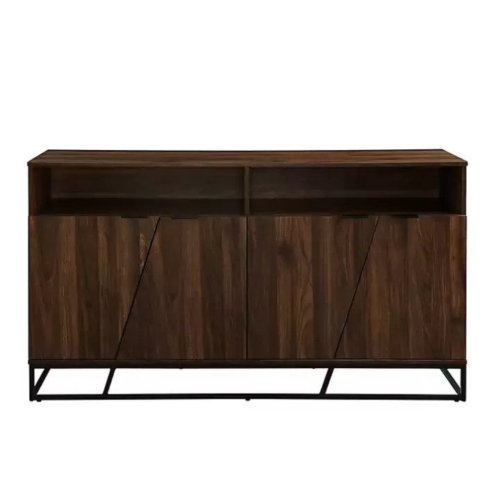 Fashion Dark Walnut Angled Door Wooden Sideboard Cabinet Cabinets & Sideboards