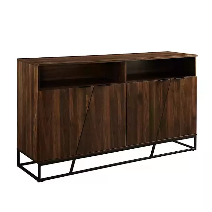 Fashion Dark Walnut Angled Door Wooden Sideboard Cabinet Cabinets & Sideboards