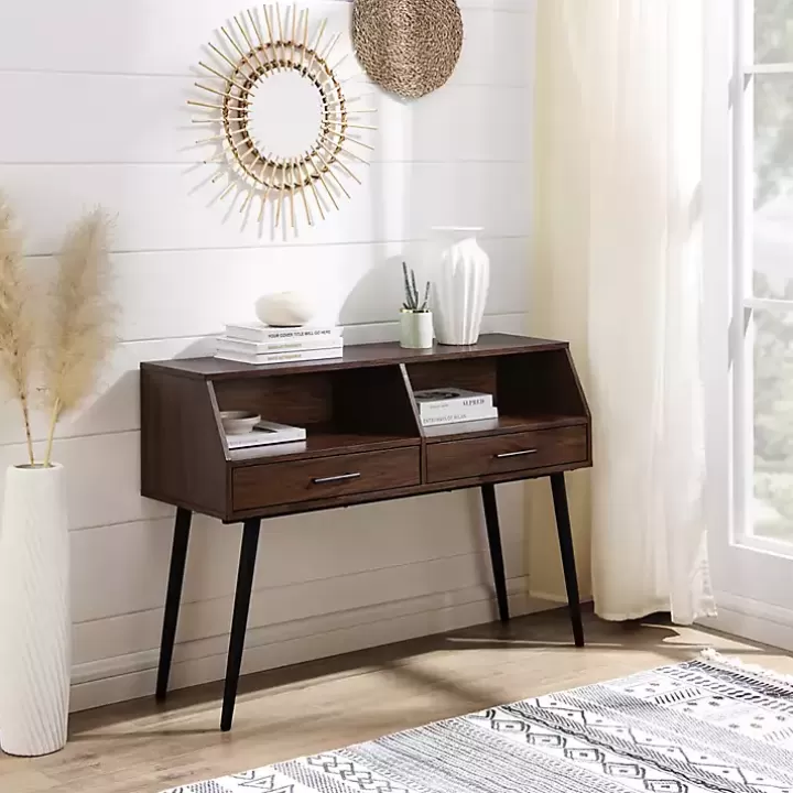 Online Dark Walnut 2-Drawer Henry Console Table Console Tables