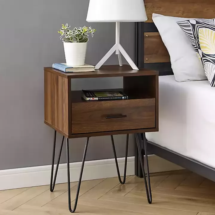 Outlet Dark Walnut Modern Farmhouse Side Table Accent & End Tables