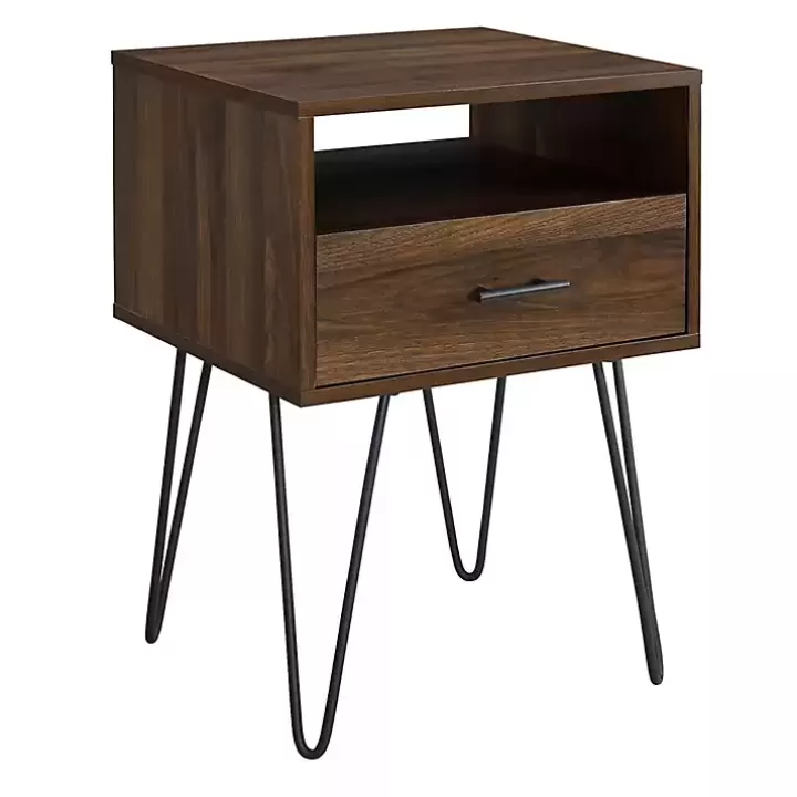 Outlet Dark Walnut Modern Farmhouse Side Table Accent & End Tables