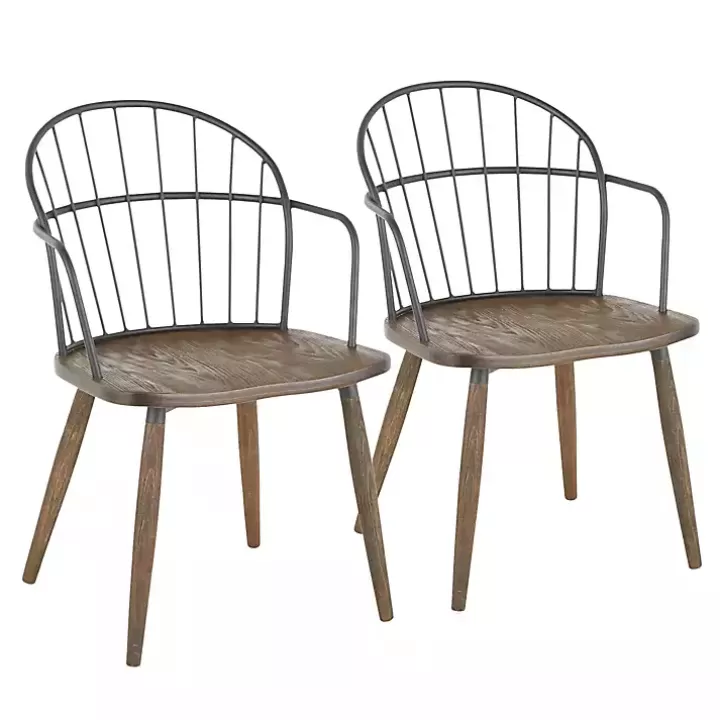 Discount Dark Walnut Wood Spindle Dining Chairs, Set of 2 Dining Chairs