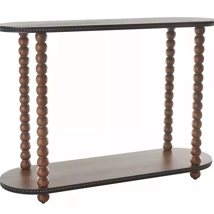 Outlet Dark Wood Beaded Spindle Console Table Console Tables