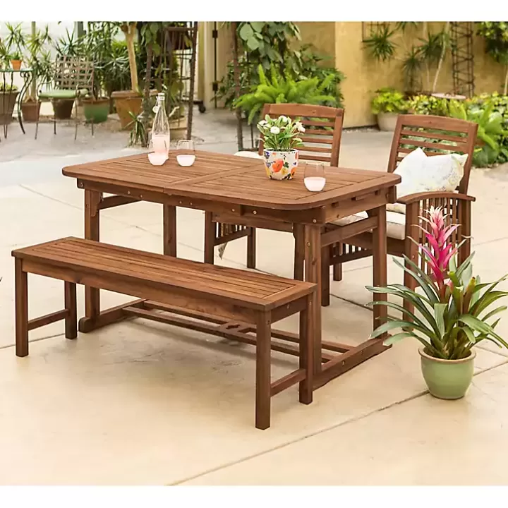 Fashion Dark Wood Slat Back 4-pc. Outdoor Dining Set Outdoor Dining