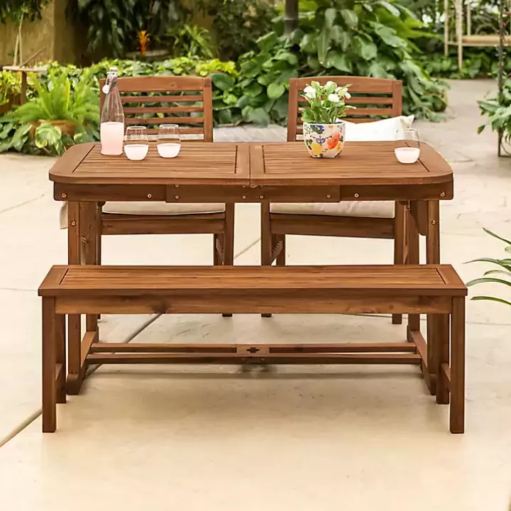 Fashion Dark Wood Slat Back 4-pc. Outdoor Dining Set Outdoor Dining