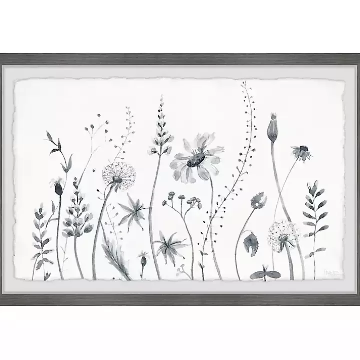 Store Deckled Gray Flower Fields Framed Art Print Framed Art