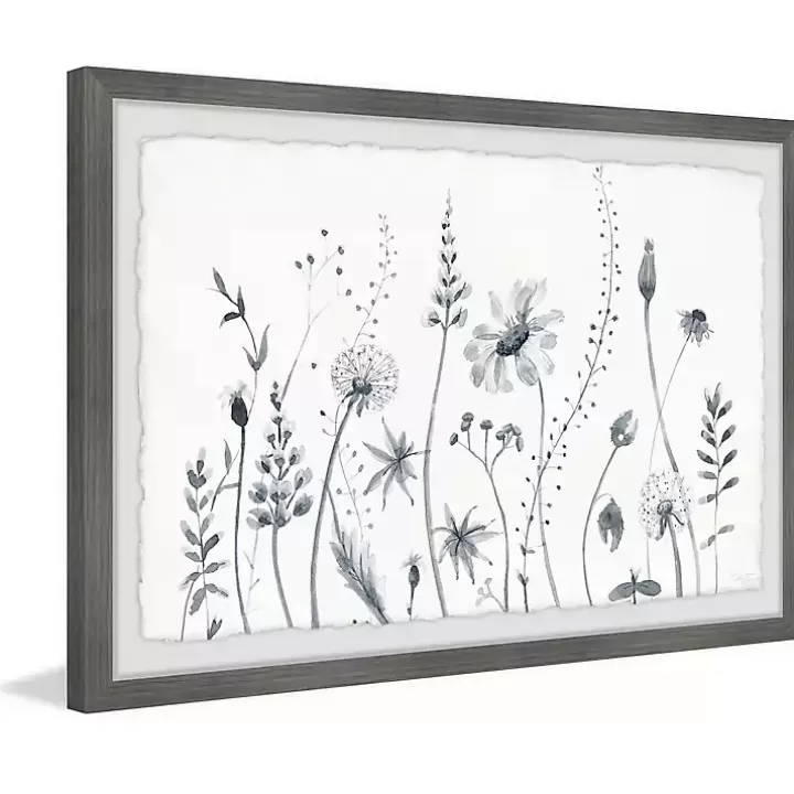 Store Deckled Gray Flower Fields Framed Art Print Framed Art