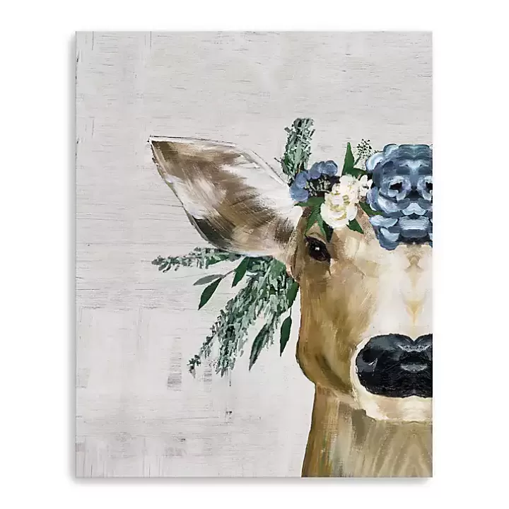 Discount Deer and Wildflowers Giclee Canvas Art Print Canvas Art