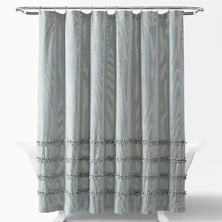 Clearance Denim Vintage Stripe Shower Curtain Shower Curtains
