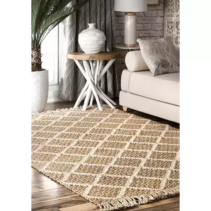 Clearance Diamond Helen Woven Jute Tassel Area Rug, 8x10 Area Rugs