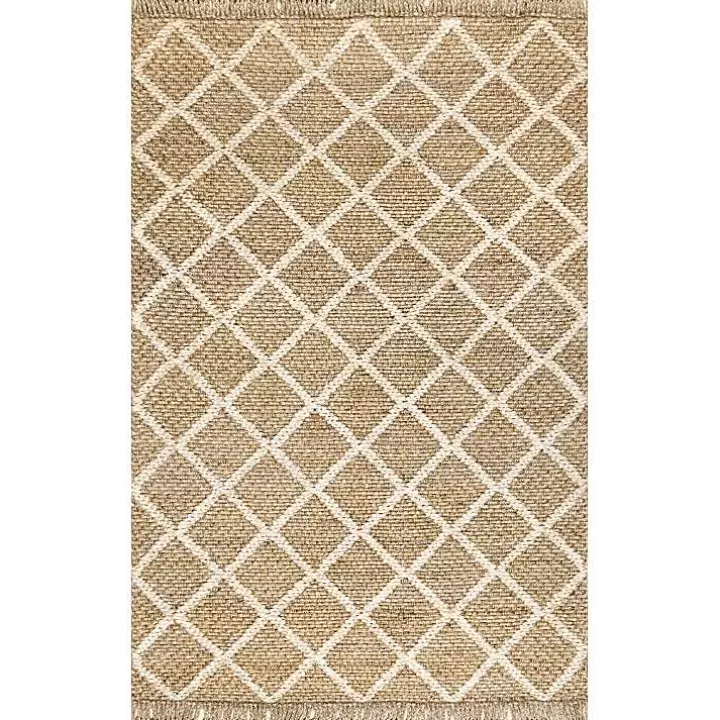 Clearance Diamond Helen Woven Jute Tassel Area Rug, 8x10 Area Rugs
