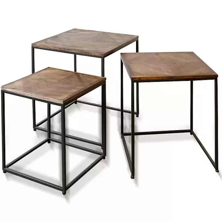 Flash Sale Diamond Wood Top Nesting Accent Tables, Set of 3 Accent & End Tables