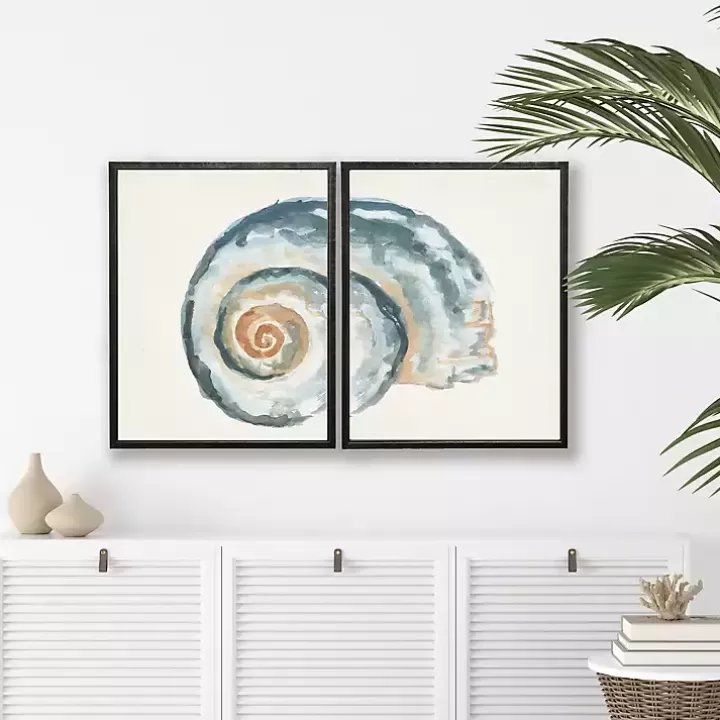 Outlet Diptych Shell Framed Art Print, Set of 2 Framed Art