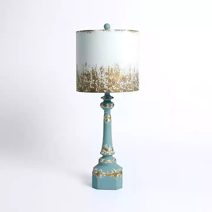 Shop Distressed Blue Painted Metal Shade Table Lamp Table Lamps