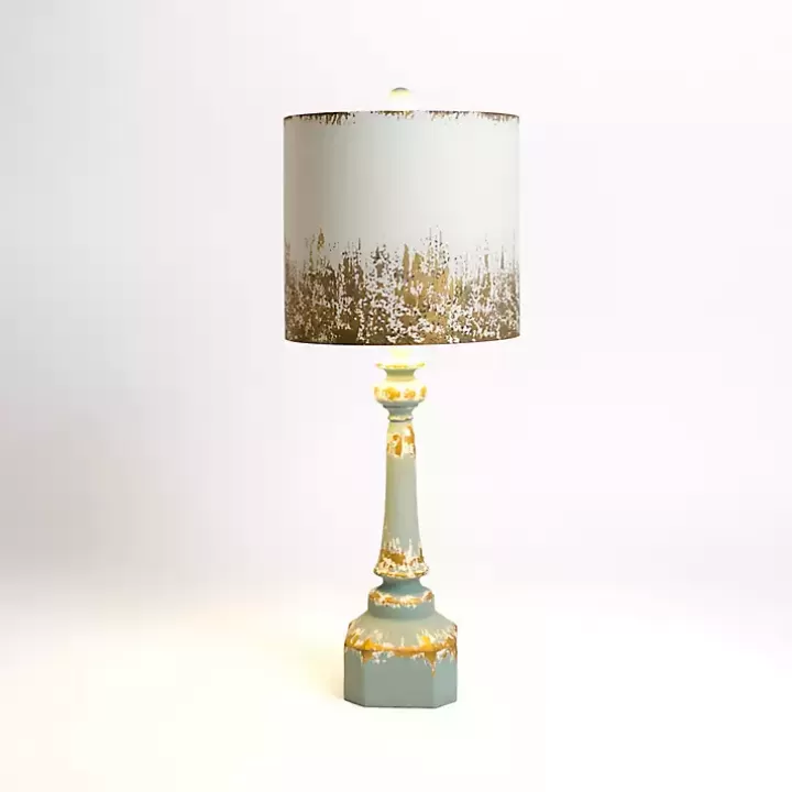 Shop Distressed Blue Painted Metal Shade Table Lamp Table Lamps