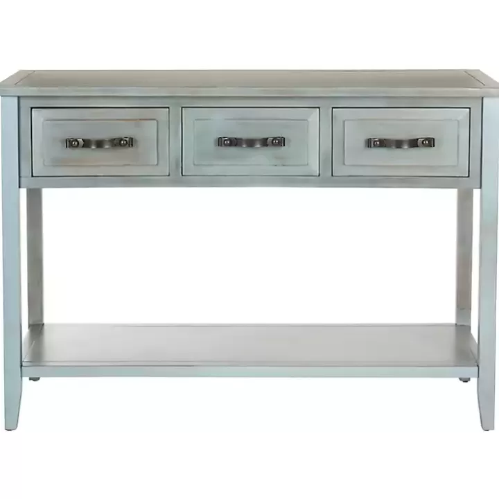 Hot Distressed Light 3-Drawer Console Table Console Tables