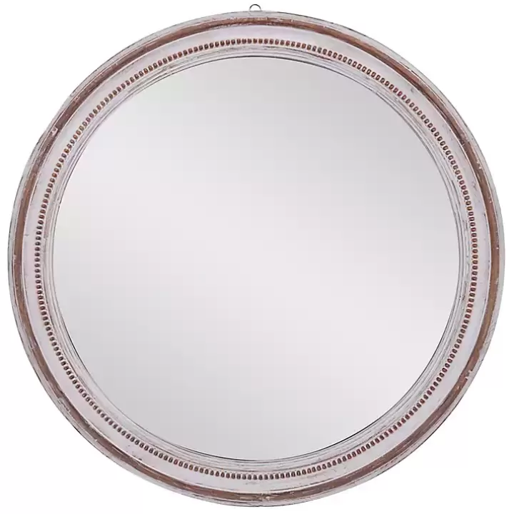 Shop Distressed White Wood Round Frame Wall Mirror Decorative Mirrors