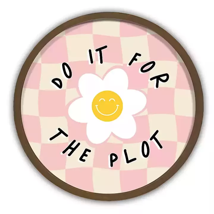 Cheap Do It For The Plot Checkered Round Wall Art Framed Art