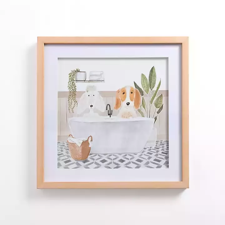 New Dog Pals Bathtub Framed Art Print Framed Art