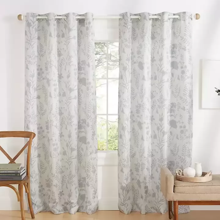 Sale Dove Gray Floral 2-pc. Curtain Panel Set, 96 in. Curtains & Drapes