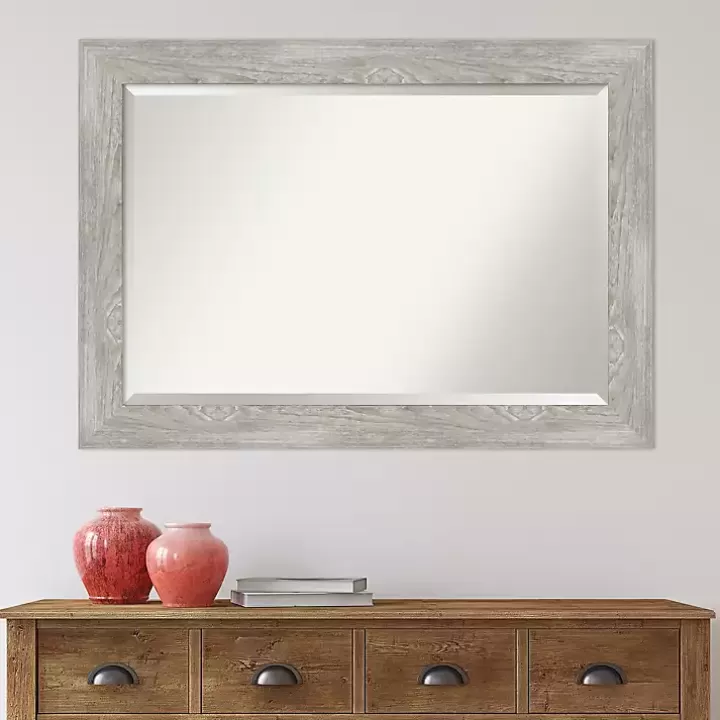 Online Dove Gray Scoop Frame Beveled Mirror, 42x30 in. Decorative Mirrors