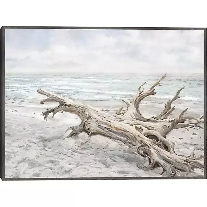 Discount Driftwood On The Beach Framed Canvas Art Print Canvas Art