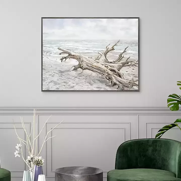 Discount Driftwood On The Beach Framed Canvas Art Print Canvas Art