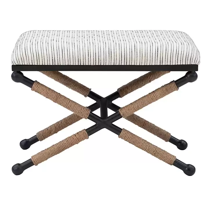 Discount Eclectic Black and White Striped X Frame Bench Benches & Ottomans