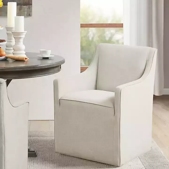 Store Elaine Cream Upholstered Skirted Dining Chair Dining Chairs